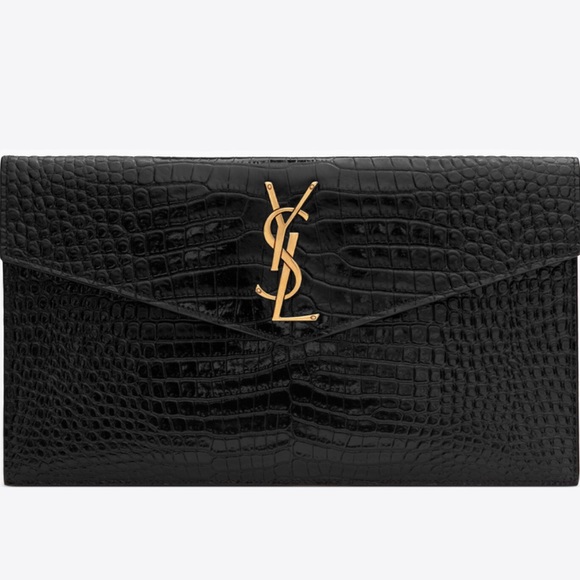 UPTOWN POUCH IN CROCODILE-EMBOSSED SHINY LEATHER